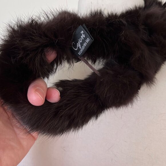 Genuine Rex Rabbit Fur Dark Brown Neck Warmer Scarf By Cejon Accessories‎ Inc. - Picture 4 of 10